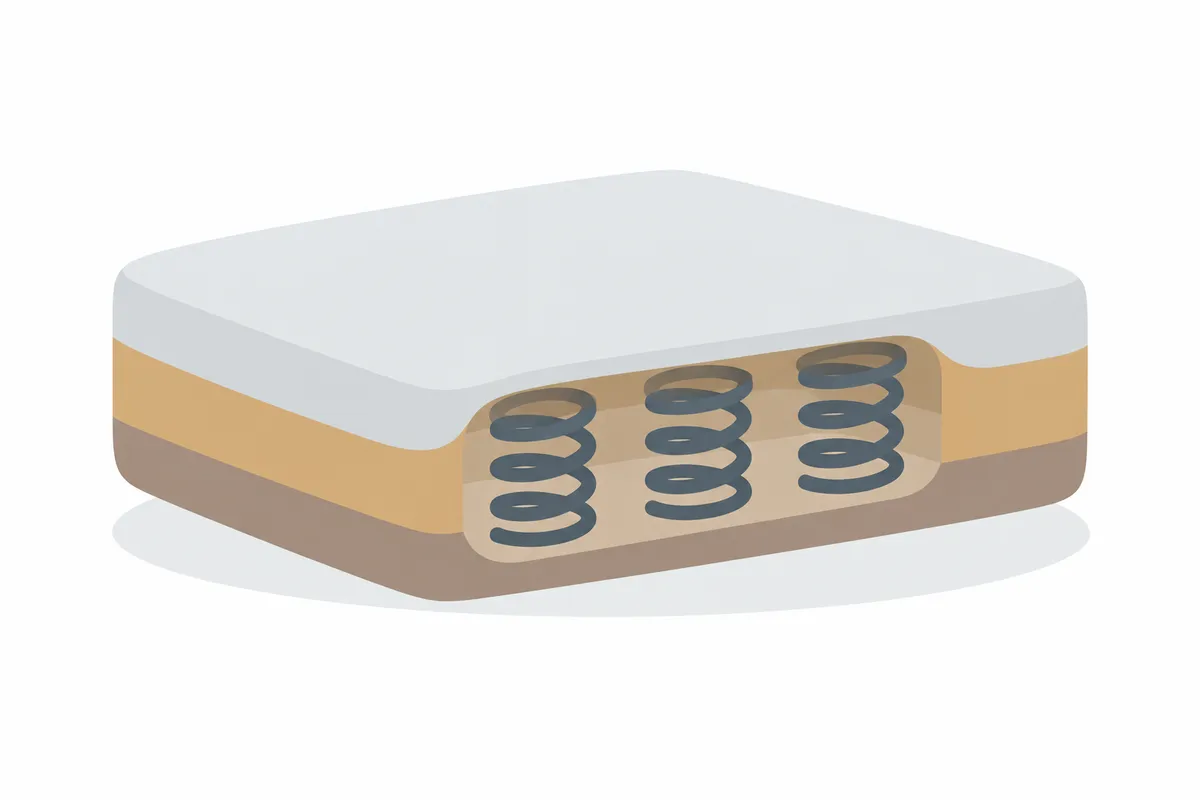 マットレスの断面にコイル状のばねが並んでいるイラスト